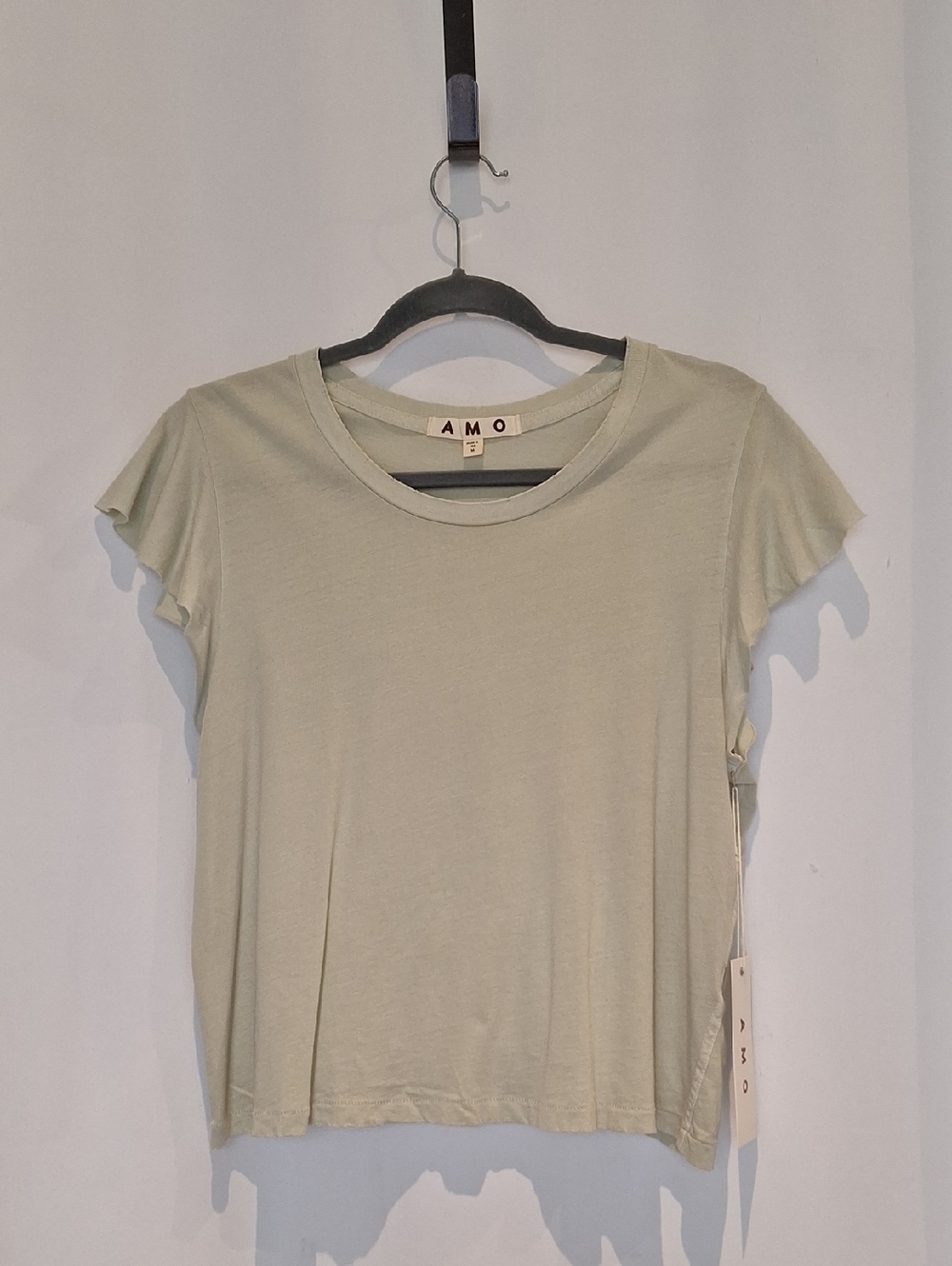 AMO Women's Flutter Tee Seaglass Short Sleeve Crewneck Tee